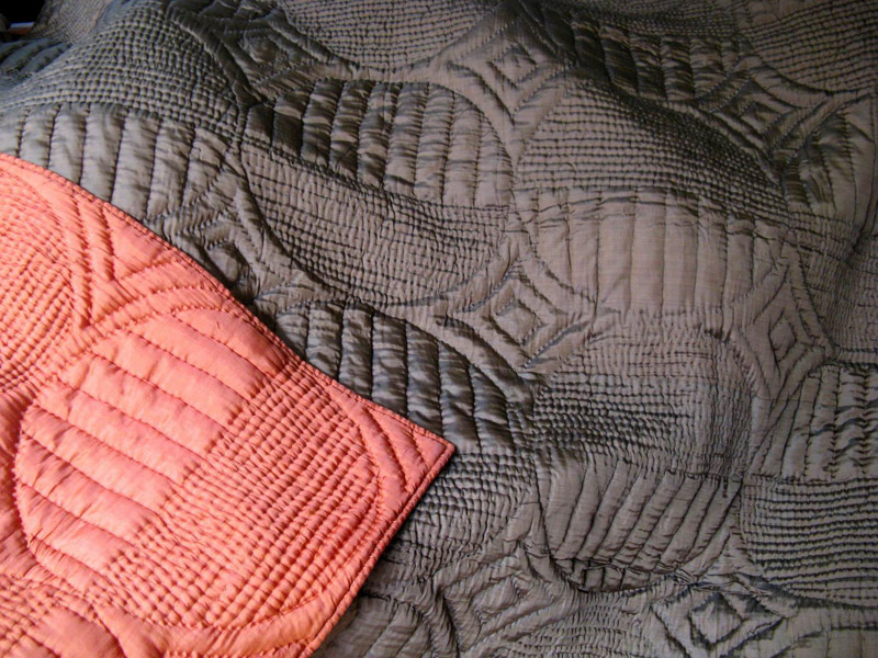 Brown and Orange Silk Quilt